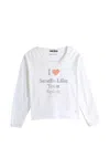Saitos 디스트레스드 그래픽 프린트 티셔츠 In White