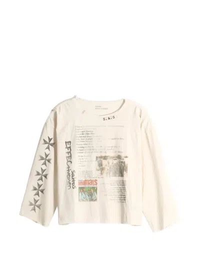Saitos Graphic-print Long-sleeve T-shirt In Neutral