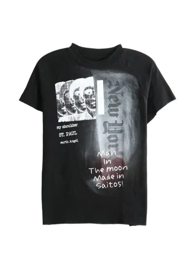 Saitos Graphic-print Raglan-sleeve T-shirt In Black