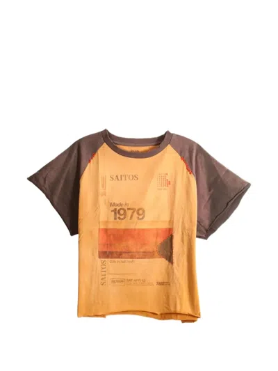 Saitos Graphic-print Raglan-sleeve T-shirt In Orange