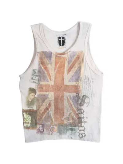 Saitos Graphic-print Ribbed Tank In White