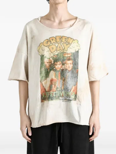 Saitos Green Day Raw-cut T-shirt In Neutral