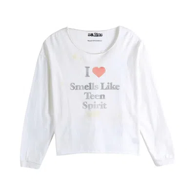 Pre-owned Saitos I Love Smells Like Teen Spirit Long-sleeve Top 'dirty White' | Men's Size Onesize