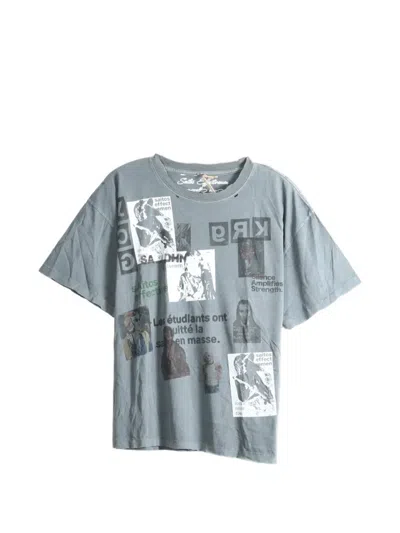 Saitos Kurt Image Distressed T-shirt In Blue