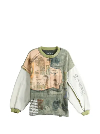 Saitos Layered-panel Graphic-print Sweatshirt In Green