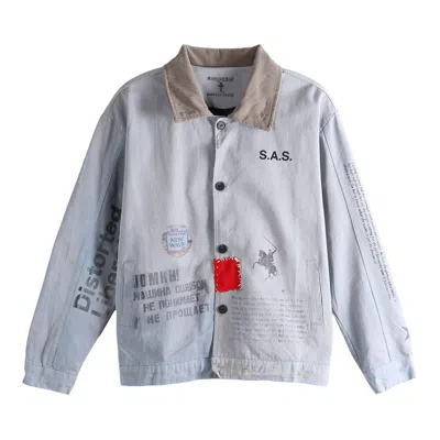 Pre-owned Saitos Patchwork Print Jacket 'faded Grey' | Men's Size Onesize In Gray