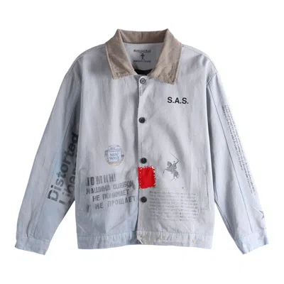 Pre-owned Saitos Patchwork Print Jacket 'faded Grey' | Men's Size Onesize In Gray