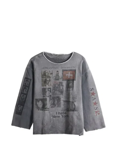 Saitos S.a.s Waffle-knit Long-sleeve T-shirt In Gray