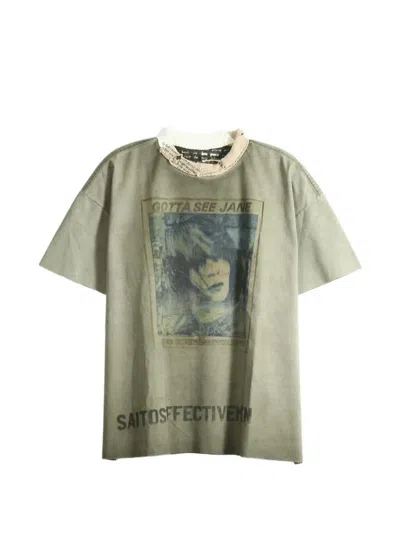 Saitos See Jane Distressed T-shirt In Green