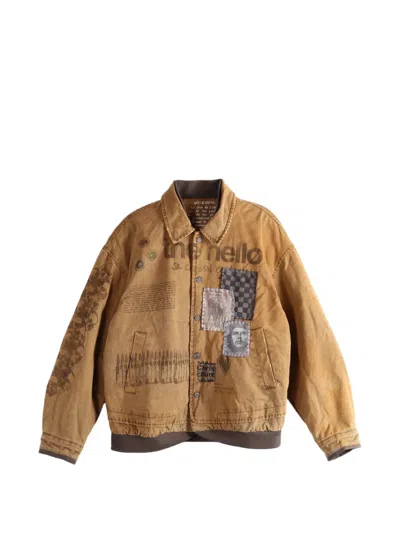 Saitos 소프트 코어 올드 패치 디테일 버튼다운 재킷 In Brown