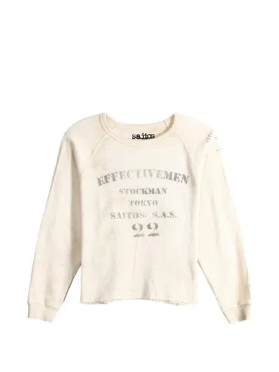Saitos Stockman Tokyo Waffle-knit Long-sleeve T-shirt In Neutral