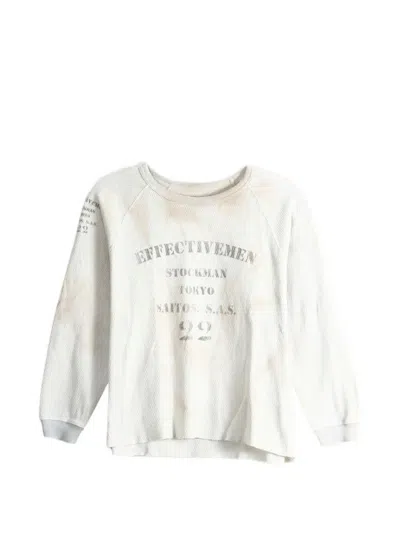 Saitos Stockman Tokyo Waffle-knit Long-sleeve T-shirt In White