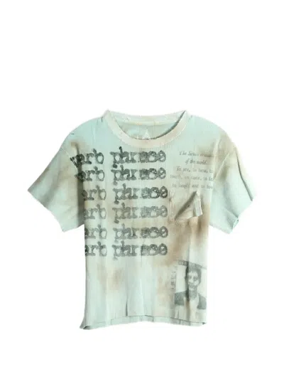 Saitos Verb Phrase Waffle-knit T-shirt In Blue