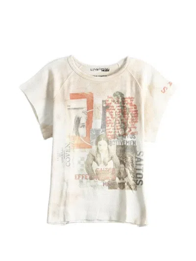 Saitos Waffle Mess Graphic-print T-shirt In White