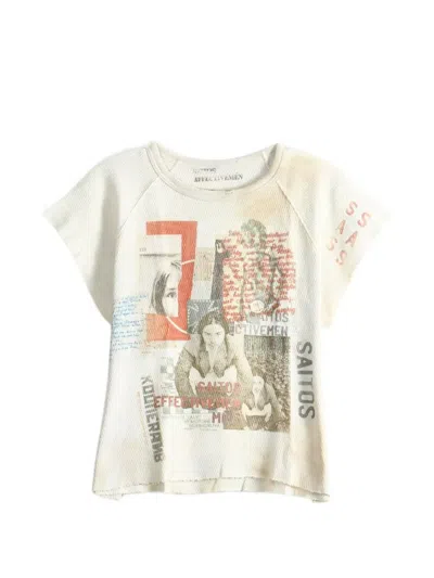 Saitos Waffle Mess Graphic-print T-shirt In White