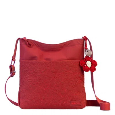 Sakroots Banyan Basic Crossbody In Crimson Flower Blossom Quilted