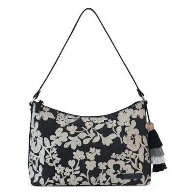 Sakroots Banyan Hobo In Black And White Shadow Floral