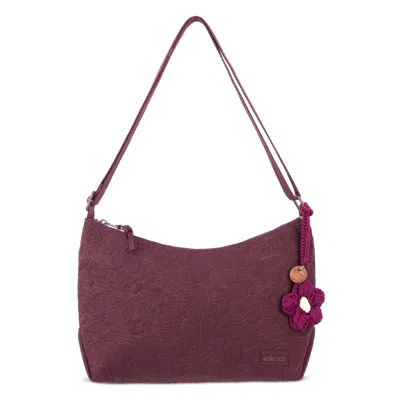 Sakroots Banyan Hobo In Black Cherry Flower Blossom Quilted