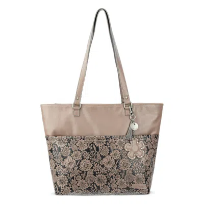 Sakroots Banyan Shoulder Tote In Mushroom In Bloom Embossed