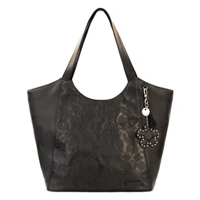 Sakroots Roma Large Tote In Black Floral Embossed