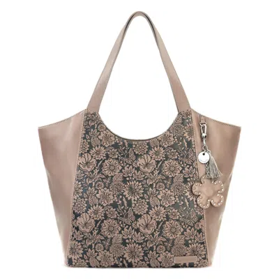 Sakroots Roma Large Tote In Mushroom In Bloom Embossed