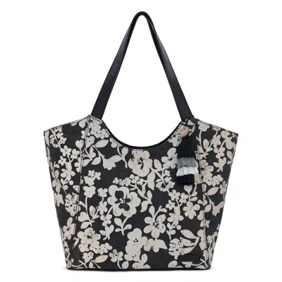 Sakroots Roma Tote In Black And White Shadow Floral