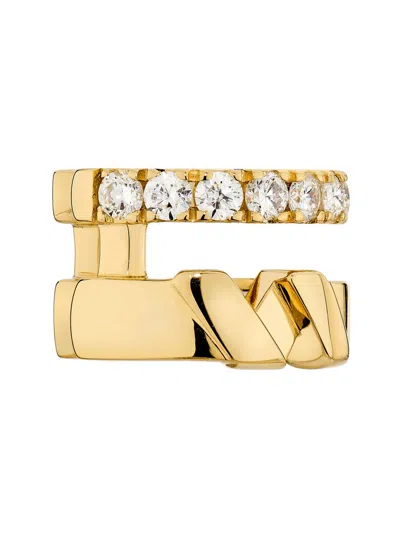 Saks Est. 1924 Women's Helix Double Earcuff With Diamonds 18k Yellow Gold