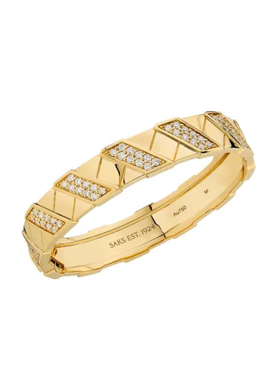 Saks Est. 1924 Women's Helix Infinite Large Bangle With Diamonds 18k Yellow Gold