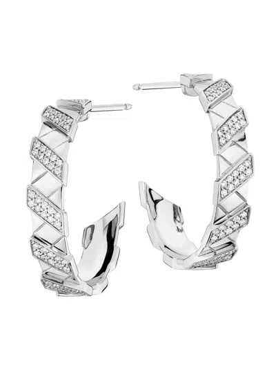 Saks Est. 1924 Women's Helix Infinite Medium Hoop Earrings With Diamonds 18k Gold