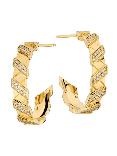 Saks Est. 1924 Women's Helix Infinite Medium Hoop Earrings With Diamonds 18k Gold