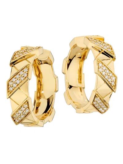 Saks Est. 1924 Women's Helix Infinite Small Hoop Earrings With Diamonds 18k Gold