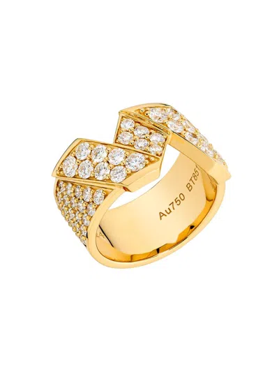 Saks Est. 1924 Women's Helix Large Ring Full Pavé 18k Yellow Gold