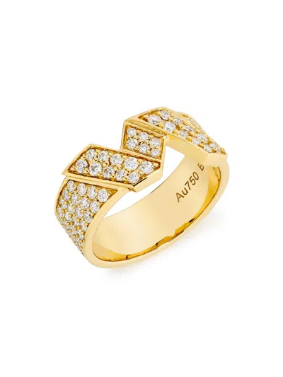 Saks Est. 1924 Women's Helix Medium Ring Full Pavé 18k Gold