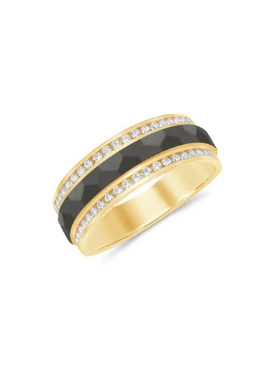 Saks Fifth Avenue 14k Goldplated Sterling Silver, 0.14 Tcw Diamond & Rhodium Band Ring