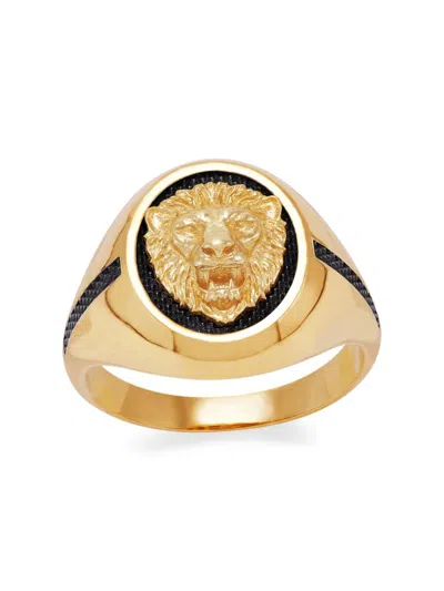 Saks Fifth Avenue Men's 14k Yellow Gold & Black Rhodium Plated Lion Head Signet Ring