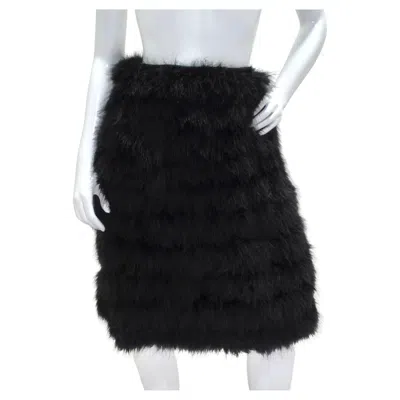 Pre-owned Saks Fifth Avenue 1960s  Black Marabou Feather Midi Skirt