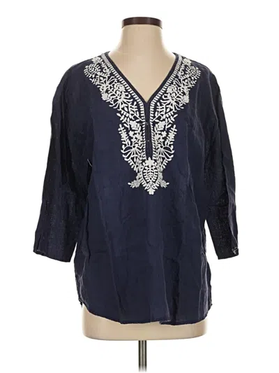Pre-owned Saks Fifth Avenue 3/4 Sleeve Blouse In Blue