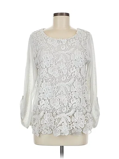 Pre-owned Saks Fifth Avenue 3/4 Sleeve Blouse In Silver