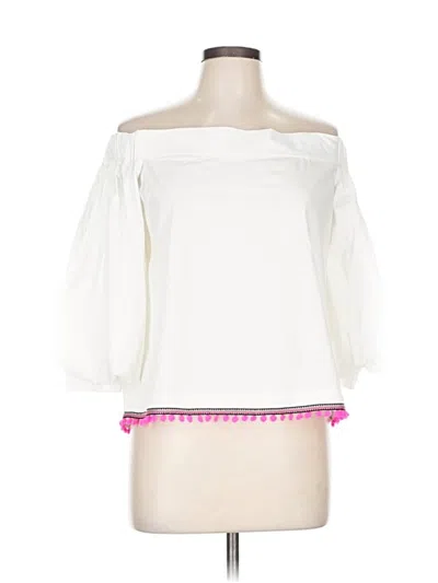 Pre-owned Saks Fifth Avenue 3/4 Sleeve Blouse In White