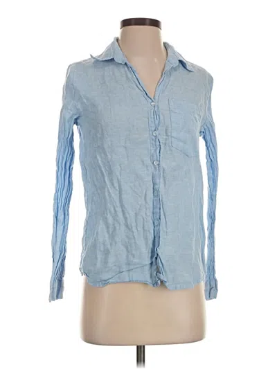 Pre-owned Saks Fifth Avenue 3/4 Sleeve Button Down Shirt In Blue