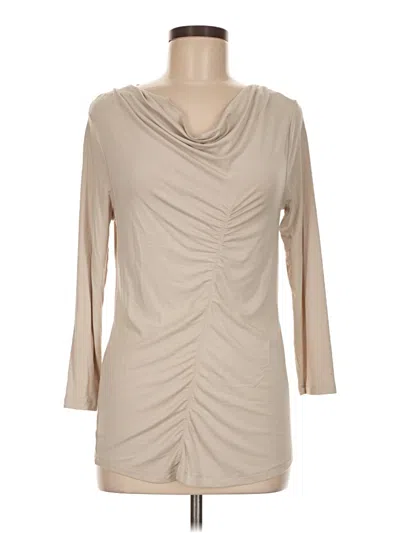 Pre-owned Saks Fifth Avenue 3/4 Sleeve Top Tan Cowl Neck Tops