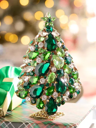 Saks Fifth Avenue 3d Magical Star Crystal Christmas Tree Decoration In Green