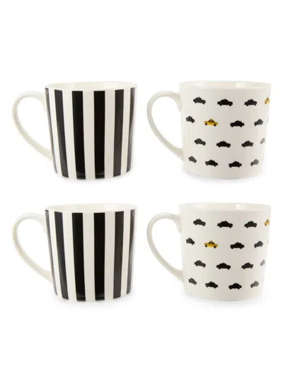 Saks Fifth Avenue 4-piece Pattern Ceramic Mug Set In Neutral