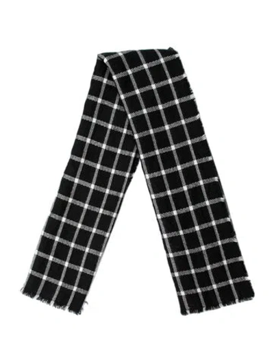 Pre-owned Saks Fifth Avenue Acrylic Plaid Print Scarf W/ Tags In Black