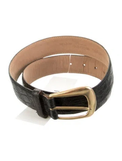 Pre-owned Saks Fifth Avenue Alligator Belt In Black
