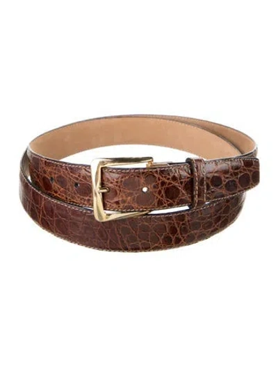 Pre-owned Saks Fifth Avenue Alligator Belt In Brown