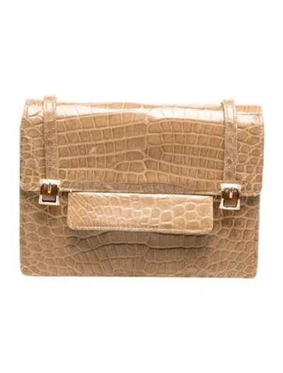 Pre-owned Saks Fifth Avenue Alligator Crossbody Bag In Neutral