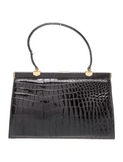 Pre-owned Saks Fifth Avenue Alligator Top Handle Bag In Black