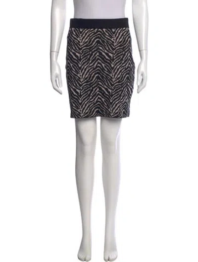 Pre-owned Saks Fifth Avenue Animal Print Mini Skirt In Black