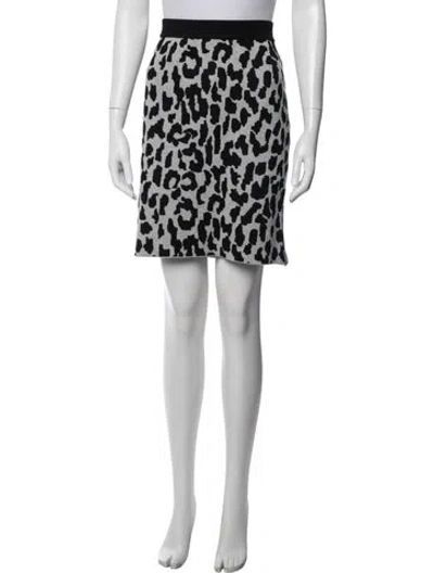 Pre-owned Saks Fifth Avenue Animal Print Mini Skirt In Black